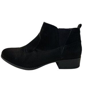Rampage Women’s Black Ankle Booties Low Block Heel Faux Suede Boot Size 9.5